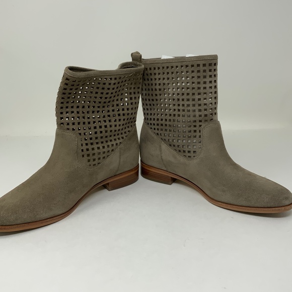 Michael Kors Graham Suede Leather Perforated Cut Out Ankle Boot Dark Cement 5.5 - Picture 4 of 7
